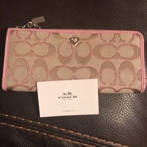 Pink Coach Zip around Wallet